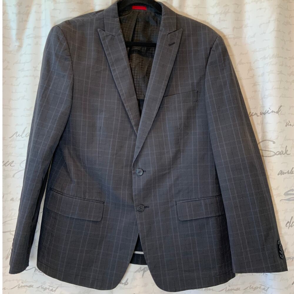 John Varvatos USA Gray Plaid Two-Button Blazer Men's Size 42R